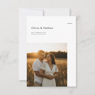 Enkel minimalistisk svart & vit fotobryllop inbjudningar