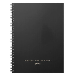 Enkel, minimalistisk svart vit Personlig Namn Anteckningsbok