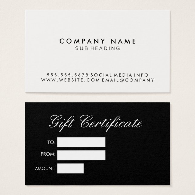 Enkel, minimalistisk svart vit visitkort (Framsida & baksida)