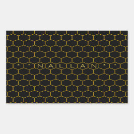 Enkel, minimalistisk svartvit gult av honungskomb  rektangulärt klistermärke
