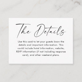 Enkel, minimalistisk svartvit skriptinformation tilläggskort