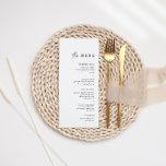 Enkel minimalistisk svartvitt Bröllop-middag Meny<br><div class="desc">Designad att samordna med för inbjudan till "Rena" bröllop. Om du vill ändra information klickar du på Information. Om du vill flytta texten eller ändra storlek, teckensnitt eller färg klickar du på Redigera med Design Verktyg. Visa samlingslänken på den här sidan om du vill se alla matchande objekt i den...</div>