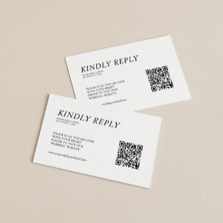 Enkel minimalistisk svartvitt QR-kod Bröllop Tilläggskort