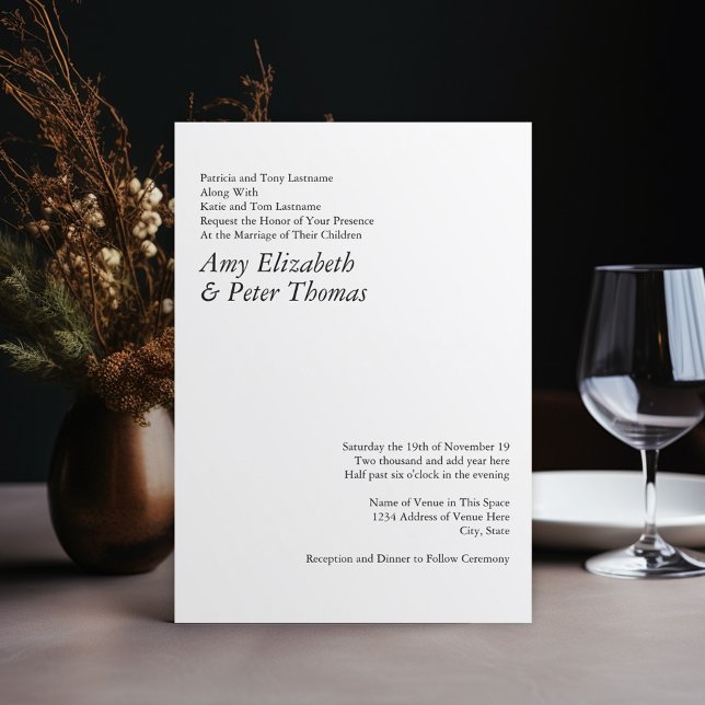Enkel, minimalistisk text, endast QR-kod serif Brö Inbjudningar (Wedding Invitation - Simple, modern, minimal)