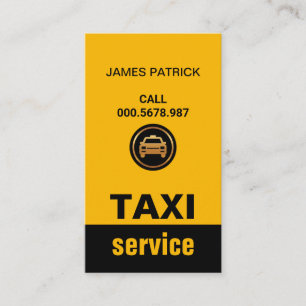 Enkel minimalistisk tjänst för Lodrät Gult Taxi Visitkort