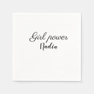 enkel minimalistisk tjejstyrka lägg till namn text pappersservett