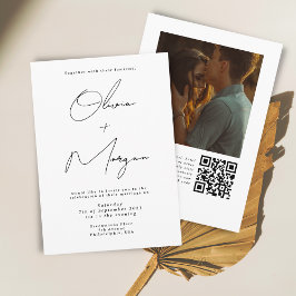 Enkel minimalistisk typografi Bröllopsfoto Inbjudningar