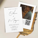 Enkel, minimalistisk typografi med Bröllop-foto Inbjudningar<br><div class="desc">Enkel minimal fotoinbjudan med Bröllop med minimal typografi med QR-kod längst bak.</div>
