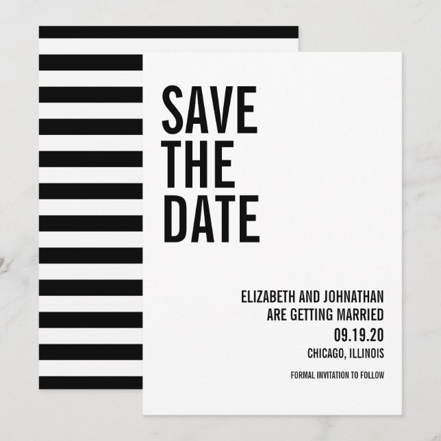 Enkel & Minimalistisk Typografi Rädda Datum-kort Inbjudningar (Fram/baksida)