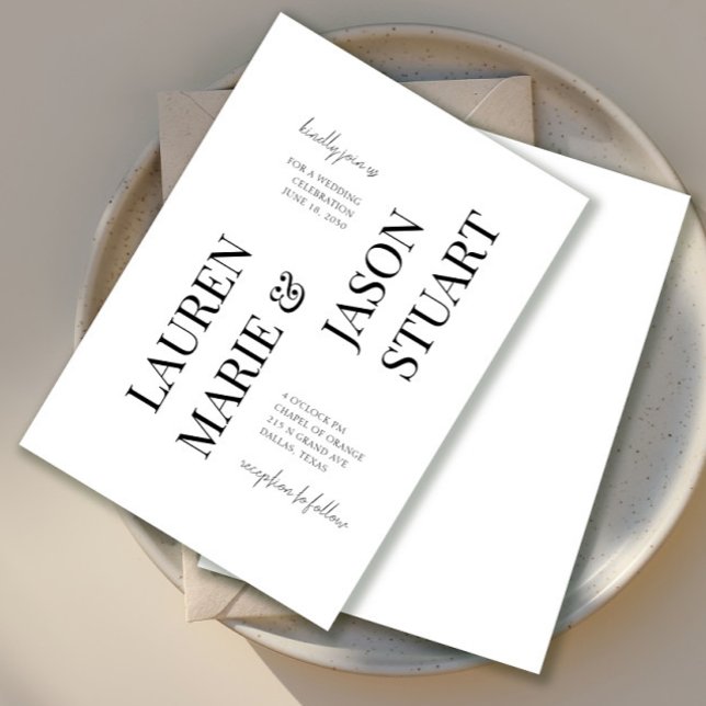 Enkel, minimalistisk typografi, svart Bröllop Inbjudningar (Skapare uppladdad)