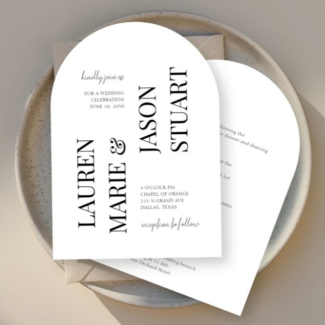 Enkel, minimalistisk typografi, svart Bröllop Inbjudningar (Skapare uppladdad)