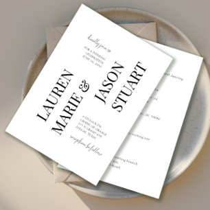Enkel, minimalistisk typografi, svart Bröllop Inbjudningar