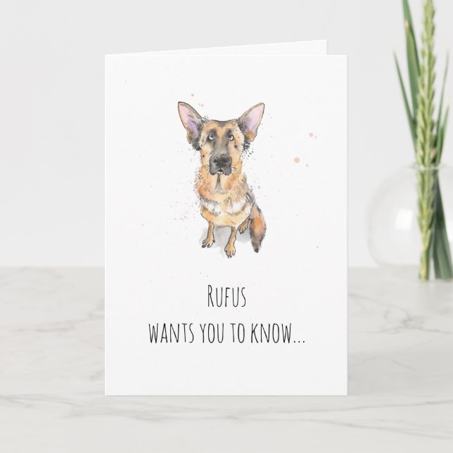 Enkel minimalistisk tysk schäferhund fars dag kort (Framsida)