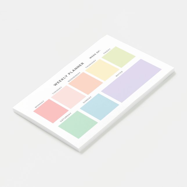 Enkel minimalistisk veckoplanering post-it block (Vinklad)
