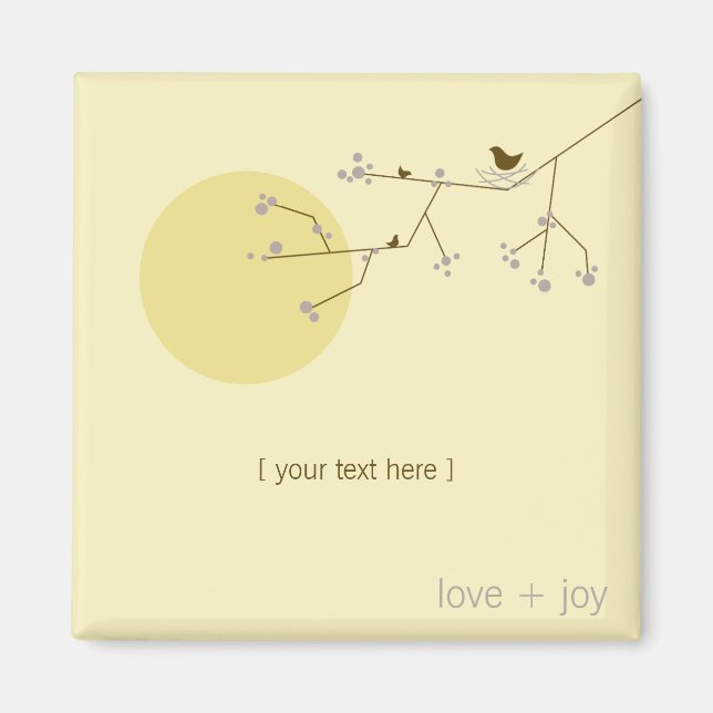 Enkel minimalistisk viskartad häckning av fåglar o magnet (Framsidan)