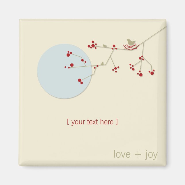 Enkel minimalistisk viskartad häckning av fåglar o magnet (Framsidan)