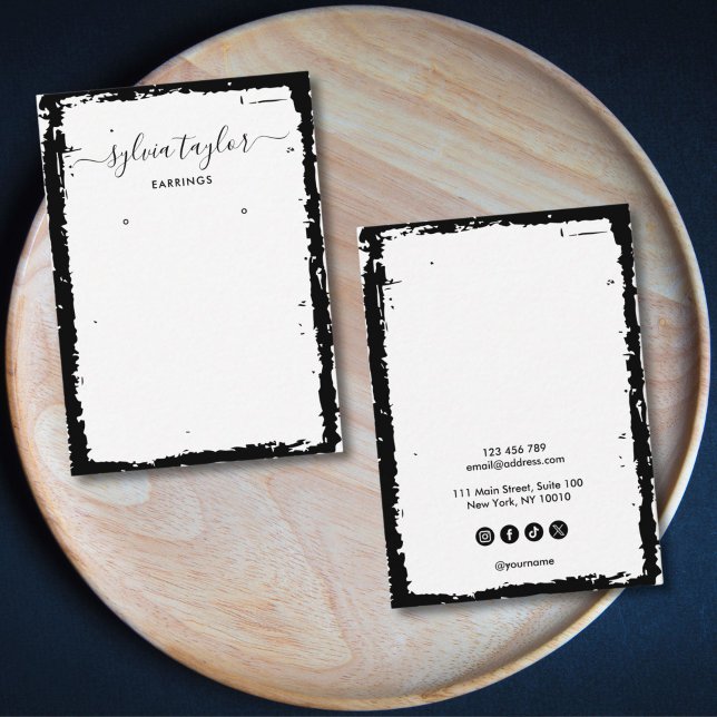 Enkel, minimalistisk visning för avläsning av ram  visitkort (simple distressed black frame jewellery display card)