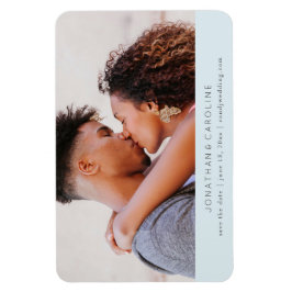 Enkel minimalt spara datumet, stort fotoblått magnet