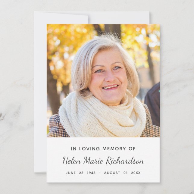 Enkel minnes- fotovitsympati tackar dig tack kort (Framsida)