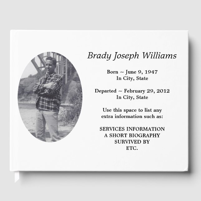 enkel minnesbegravningsgäst bok (Framsida)