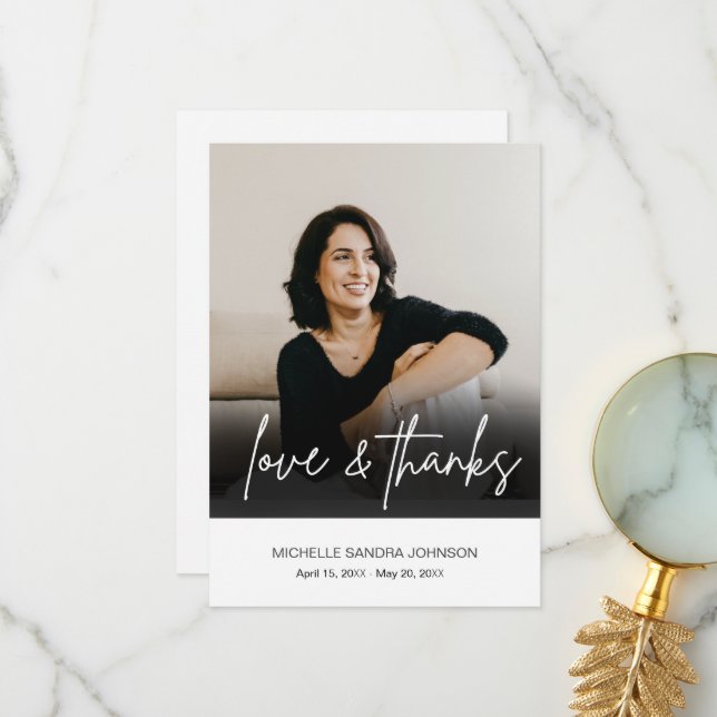 Enkel minnesbild för begravning tack kort (Fram/Back In Situ)