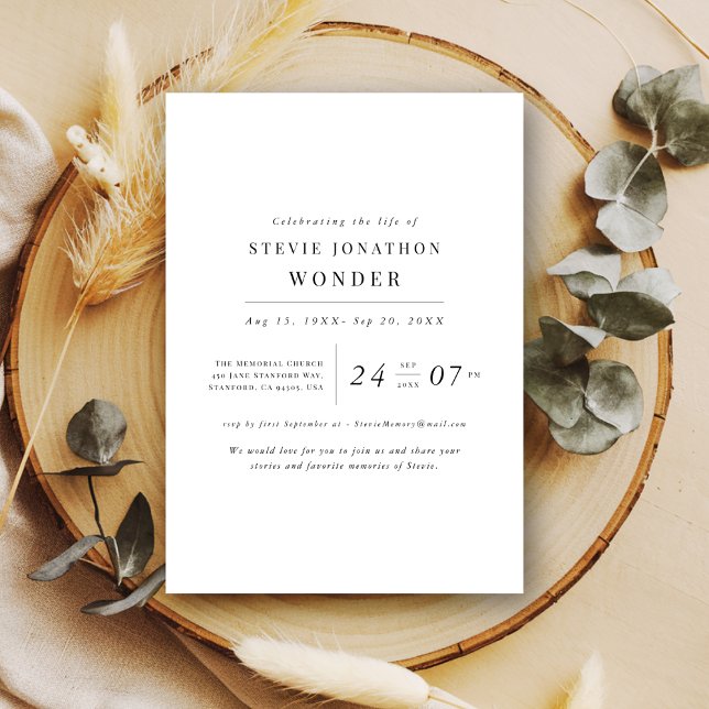 Enkel minnesdag för begravning av Eleganter Inbjudningar (Skapare uppladdad)