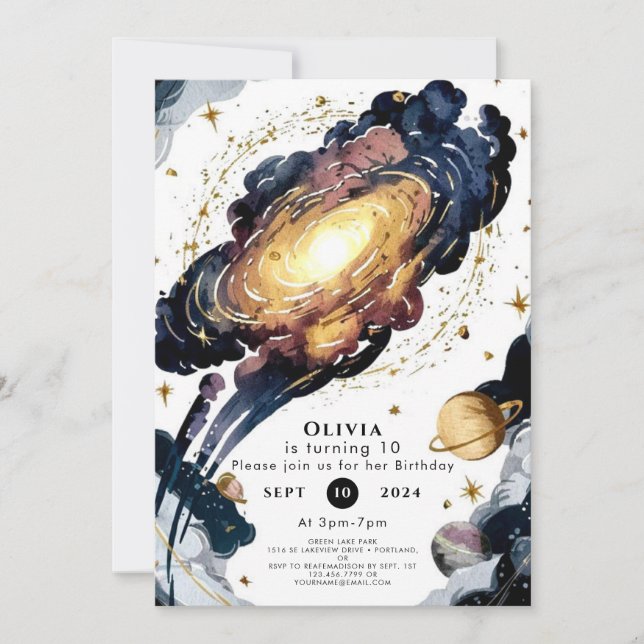 Enkel minnesdag för komet inbjudningar (Framsida)