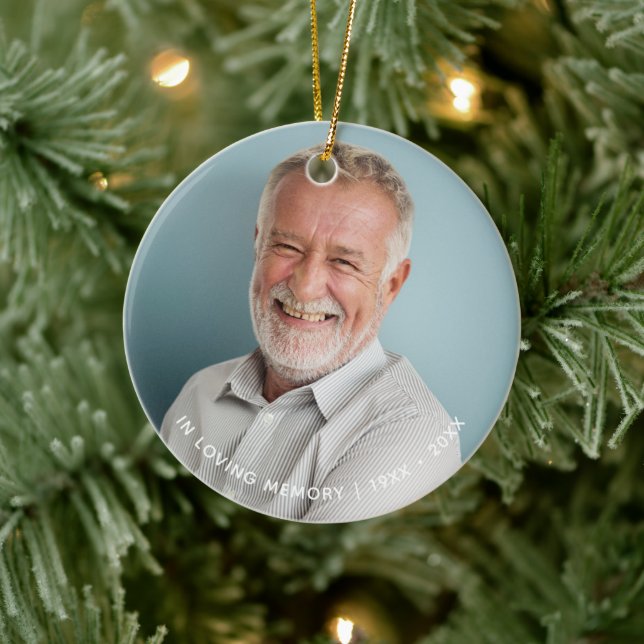 Enkel minnessaker med foto för älskade julgransprydnad keramik (Träd)
