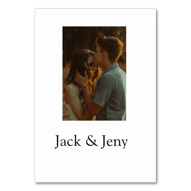 Enkel minsta färgstark tillagning av namn-fototext bordsnummer (Framsidan)