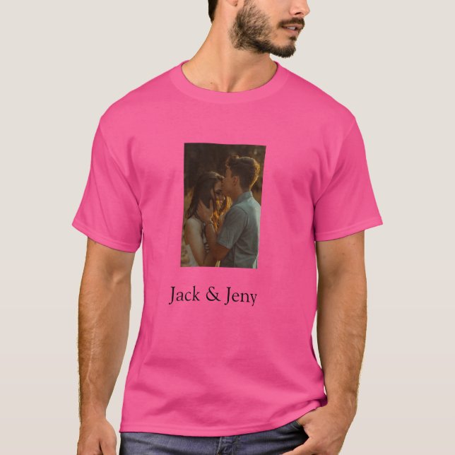 Enkel minsta färgstark tillagning av namn-fototext t shirt (Framsida)