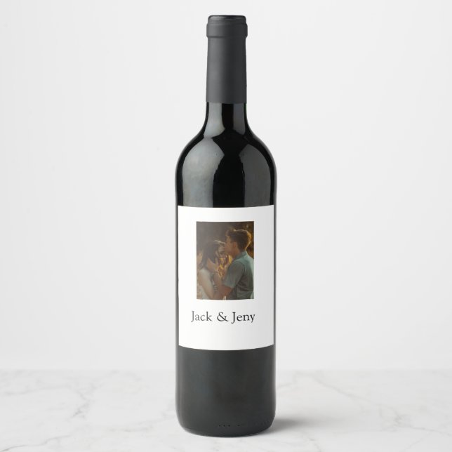Enkel minsta färgstark tillagning av namn-fototext vinflaska etikett (Framsida)