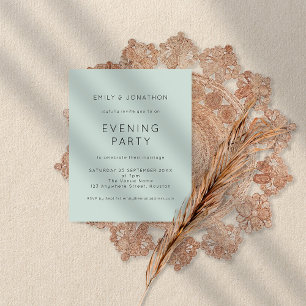 Enkel Mint Bröllop i kväll Party Inbjudan