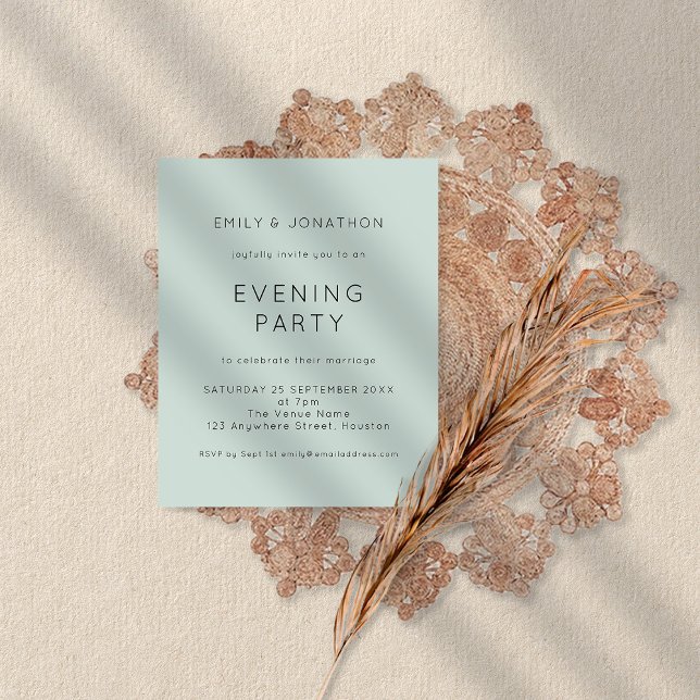 Enkel Mint Bröllop i kväll Party Inbjudan (Skapare uppladdad)