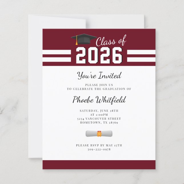 Enkel Modern 2026 Examen Invitation (Framsida)
