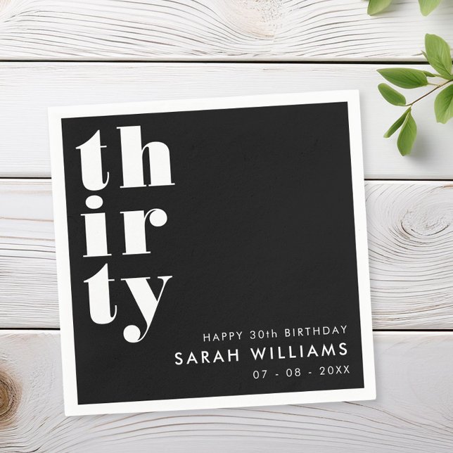 Enkel modern 30års födelsedag Party Pappersservett (Skapare uppladdad)