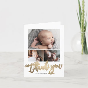 Enkel Modern 3 Foto Collage Baby Foto Tack Kort