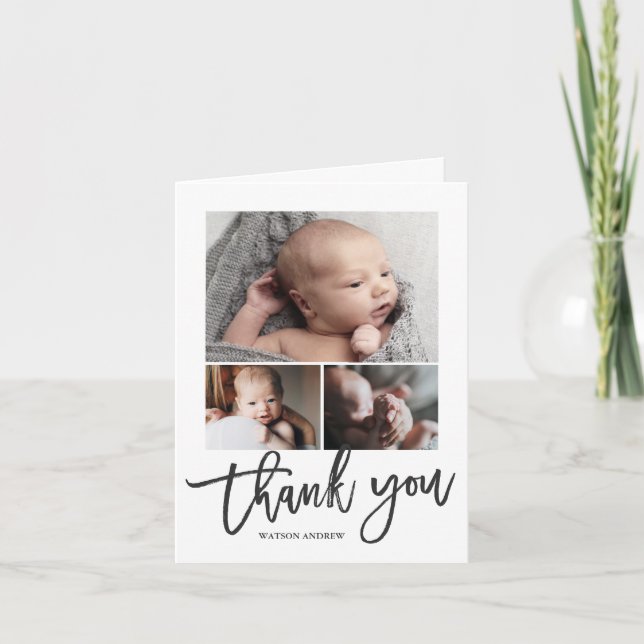 Enkel Modern 3 Foto Collage Baby Foto  Tack Kort (Framsida)