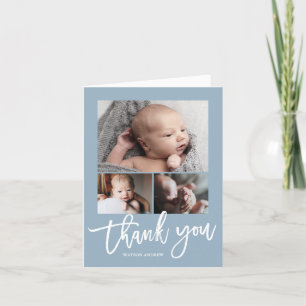 Enkel Modern 3 Foto Collage Baby Foto Tack Kort