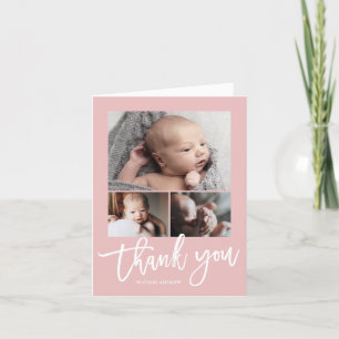 Enkel Modern 3 Foto Collage Baby Foto Tack Kort