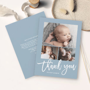 Enkel Modern 3 Foto Collage Baby Foto Tack Kort
