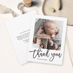 Enkel Modern 3 Foto Collage Baby Foto Tack Kort