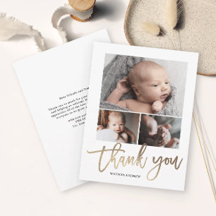 Enkel Modern 3 Foto Collage Baby Foto Tack Kort