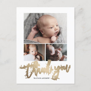 Enkel Modern 3 Foto Collage Baby Foto Tack Vykort
