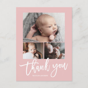 Enkel Modern 3 Foto Collage Baby Foto Tack Vykort