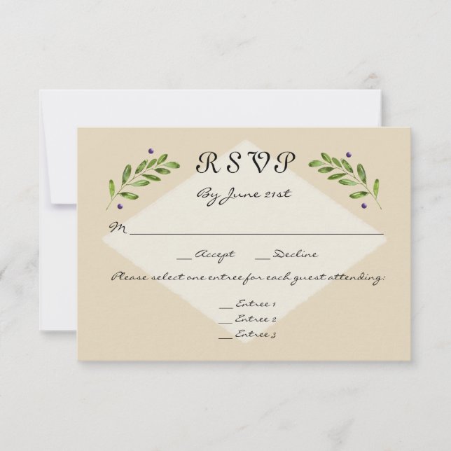 Enkel Modern 3-meny Välj OSA Response Bröllop (Framsida)