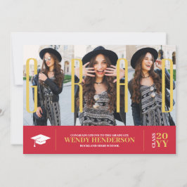 Enkel Modern 3 Photo Collage Red Studenten Meddelande