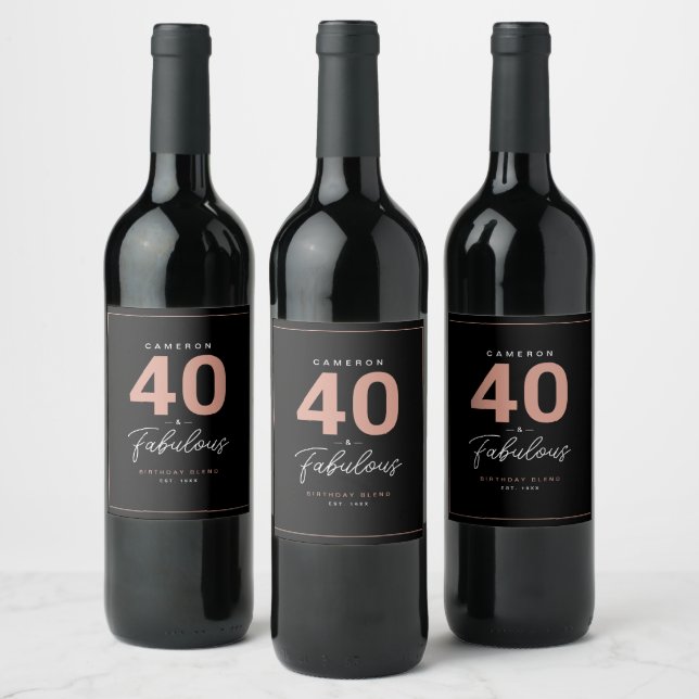 Enkel Modern 40 & Fabulous Personlig Vin Labe Vinflaska Etikett (Flaskor)