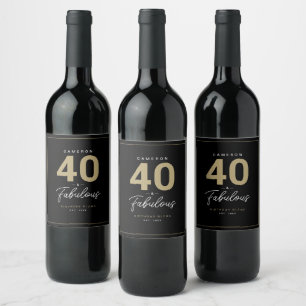 Enkel modern 40 och snygg Personlig Vinflaska Etikett