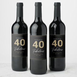 Enkel modern 40 och snygg Personlig Vinflaska Etikett
