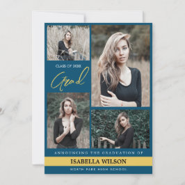 Enkel, modern 4-fotomakning blå Studenten Meddelande